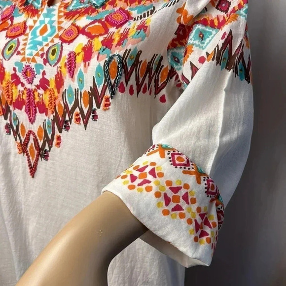 Beaded,tropical,cotton,slight sheer,super lightweight beach,sundress,resortwear - Picture 9 of 14